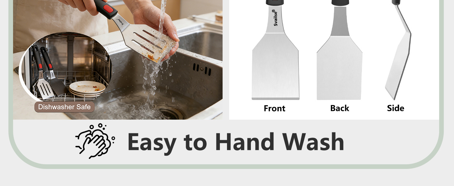 2Pcs Stainless Steel Spatula Set, Metal Turners for Kitchen Use, Metal Cooking Utensils for Cast Iron Skillet with Silicone Handle, Spatula Flipper for Frying Egg, Brownie, Cookies or Pancake