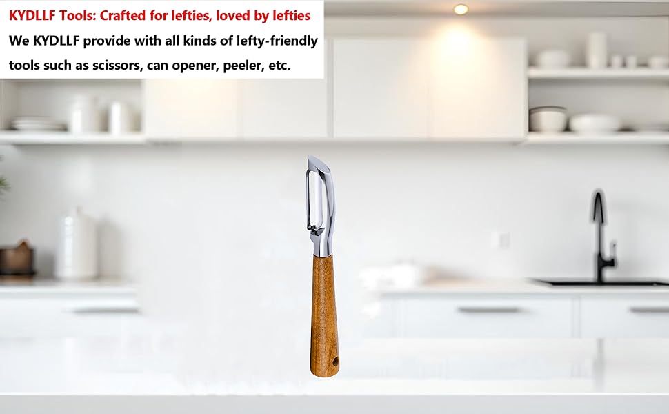 Left Handed Peeler, Kitchen Peeler For Vegetable, Fruit, Potato, Carrot, Apple, Durable Non-Slip Wood Handle and Sharp Stainless Steel Bladesn, Left/Right Hand