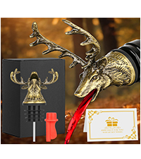 Deer Head Liquor Pourers Spout, Deer Wine Bottle Pourer and Stopper for Wine Spirits, Stag Gifts Birthday Gifts Hunting Gifts for Hunters Men Women, Bronze