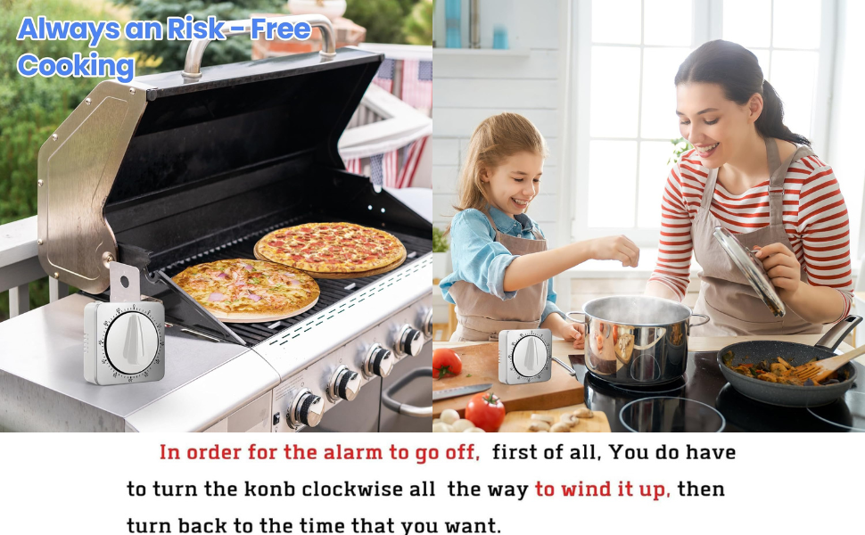 Kitchen Timers for Cooking, Chef Cooking Timer Clock with Loud Alarm,100% Mechanical Desk Timer - No Batteries Required - Magnetic Backing, Exquisite Stainless Steel Body - Countdown Reminder Magnetic