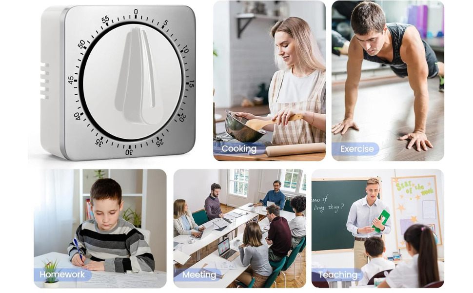 Kitchen Timers for Cooking, Chef Cooking Timer Clock with Loud Alarm,100% Mechanical Desk Timer - No Batteries Required - Magnetic Backing, Exquisite Stainless Steel Body - Countdown Reminder Magnetic