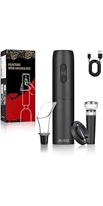 AIKARO - Electric Wine Saver Vacuum Pump with Bottle Stopper Automatic Wine Preserver, Battery Operated