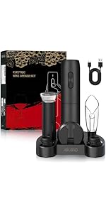 AIKARO - Electric Wine Saver Vacuum Pump with Bottle Stopper Automatic Wine Preserver, Battery Operated