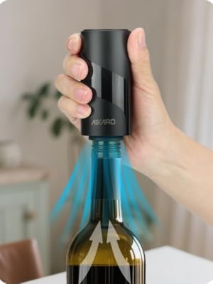 AIKARO - Electric Wine Saver Vacuum Pump with Bottle Stopper Automatic Wine Preserver, Battery Operated