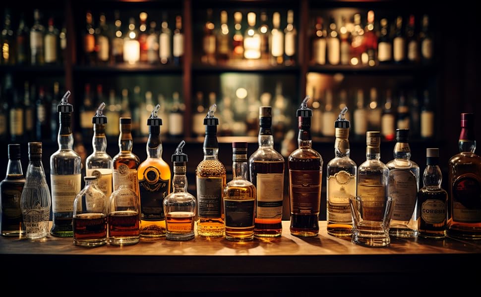 Automatic Measured Bottle Pourer -1 oz (about 30 mL) Set of 6,Pour Spouts for Liquor Bottles with Dust Caps,Measure Pourer Drinks Wine Cocktail Dispenser, Suitable for Home Kitchen Bar Shot Pourer