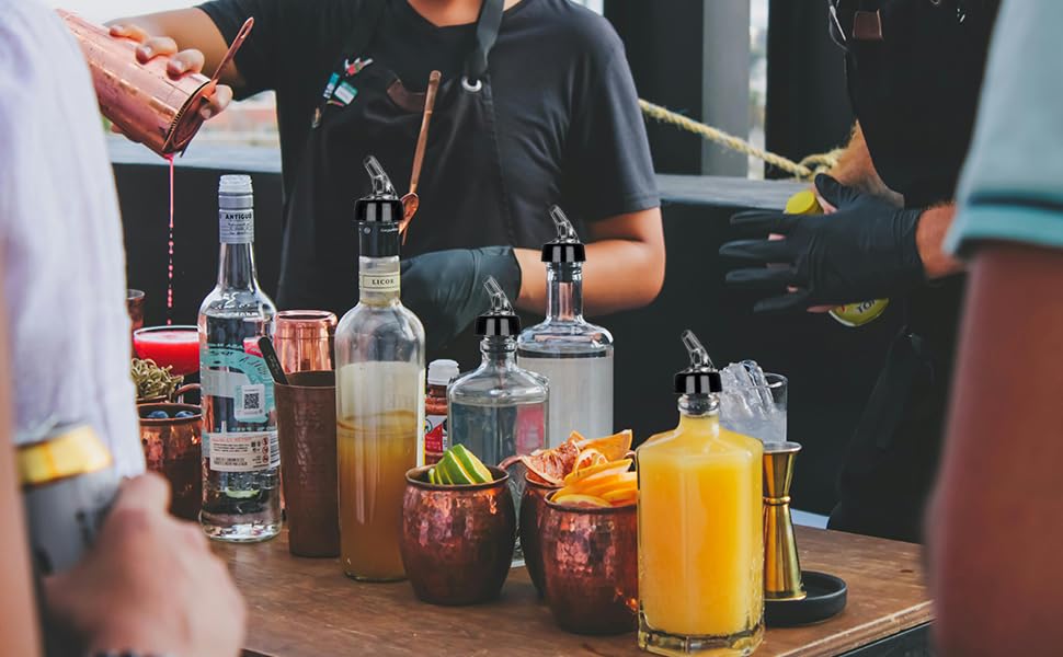 Automatic Measured Bottle Pourer -1 oz (about 30 mL) Set of 6,Pour Spouts for Liquor Bottles with Dust Caps,Measure Pourer Drinks Wine Cocktail Dispenser, Suitable for Home Kitchen Bar Shot Pourer