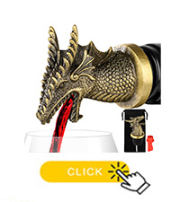 LKKCHER Dragon Head Liquor Pourers Spout for Alcohol Spirits, Dragon Gifts 2-In-1 Wine Bottle Pourer and Stopper for Men Women, Wine Accessories Gifts, Silver with Bag