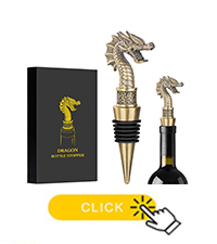 LKKCHER Dragon Head Liquor Pourers Spout for Alcohol Spirits, Dragon Gifts 2-In-1 Wine Bottle Pourer and Stopper for Men Women, Wine Accessories Gifts, Silver with Bag