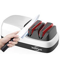 3-Stage Electric Knife Sharpener for 18/20-Degree Knifes, Diamond Abrasive Sharpening for Straight Edge Chef Knives, Ceramic Hone for Chef Knives, Serrated Knives Polishing (SILVER, 3-Stage)