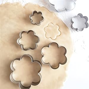 Flower Cookie Cutters Set,Stainless Steel Sandwiches Cutters Biscuit Molds for Kids,5pcs Sturdy Cutters for Cookies,Sandwiches,Small to Large Size of 2.05