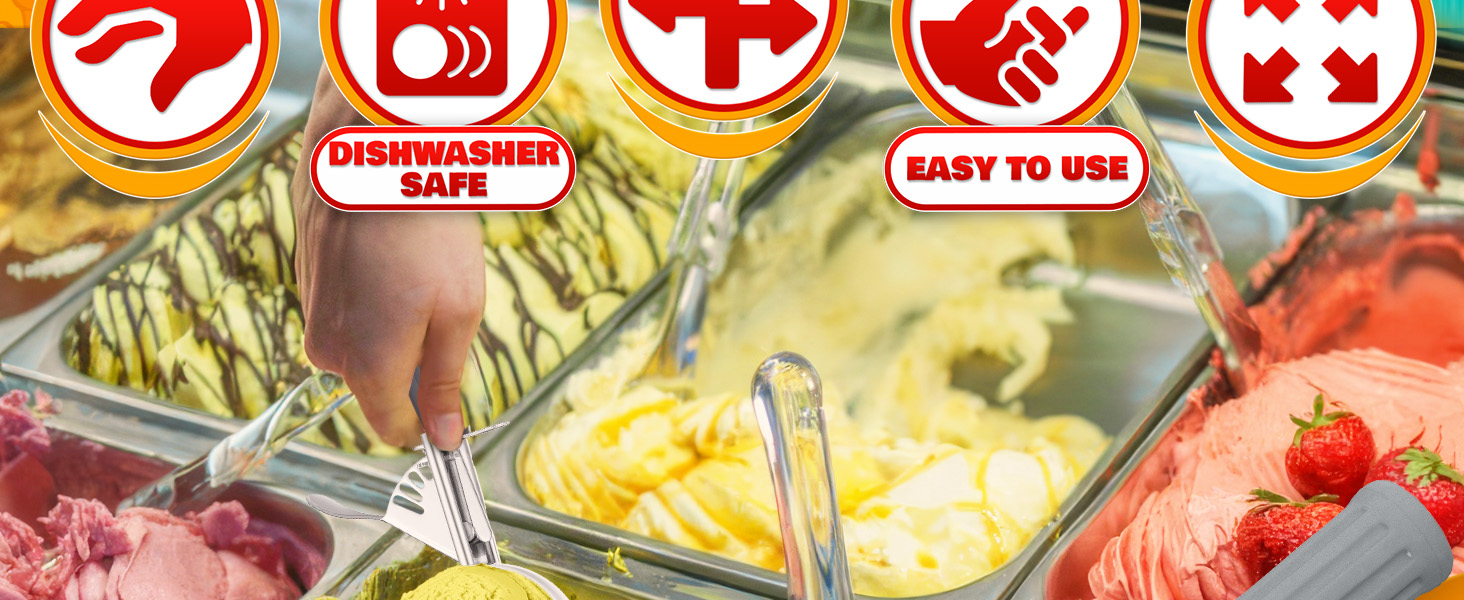 4 oz Ice Cream Scoop with Trigger – 8.74 x 2.75 Size, Ergonomic Handle, #8 Trigger Release Scoop for Ice Cream, Baking, Cookies and Desserts, Easy to Clean, Dishwasher-Safe