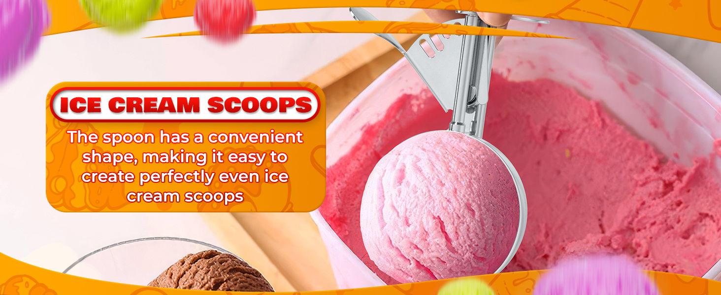 4 oz Ice Cream Scoop with Trigger – 8.74 x 2.75 Size, Ergonomic Handle, #8 Trigger Release Scoop for Ice Cream, Baking, Cookies and Desserts, Easy to Clean, Dishwasher-Safe