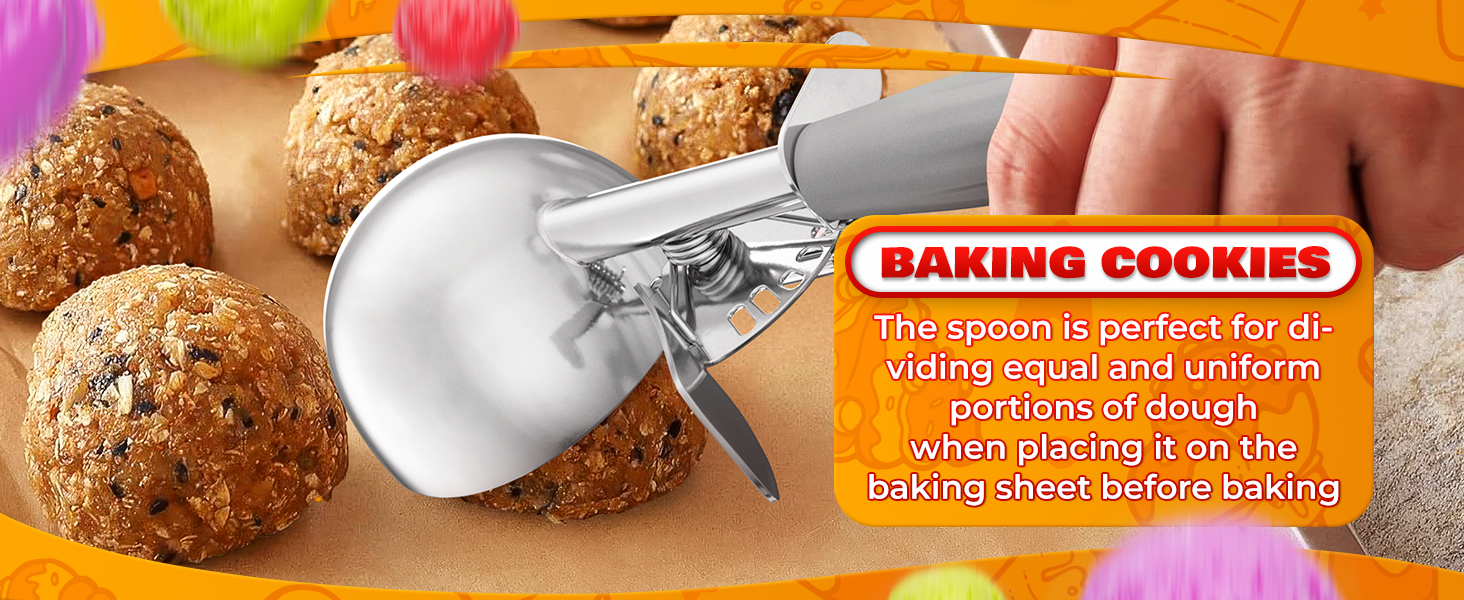 4 oz Ice Cream Scoop with Trigger – 8.74 x 2.75 Size, Ergonomic Handle, #8 Trigger Release Scoop for Ice Cream, Baking, Cookies and Desserts, Easy to Clean, Dishwasher-Safe