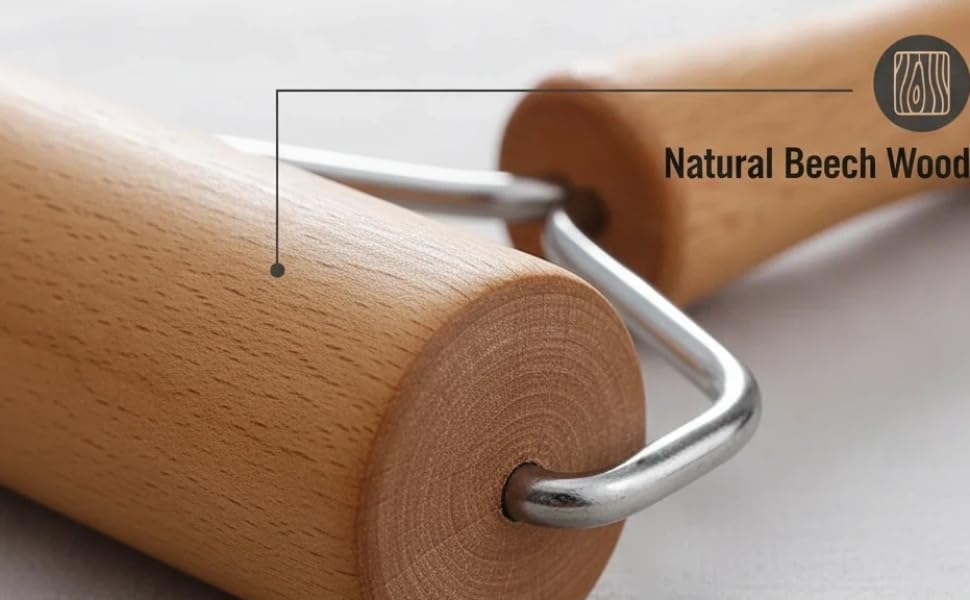 Small Rolling Pin, Pizza Dough Roller, Non Stick Wood Pastry Roller, Kitchen Wooden Rolling Pins for Baking Cooking Cookie Bread Tortilla Dumpling Fondant Clay (Style 2)