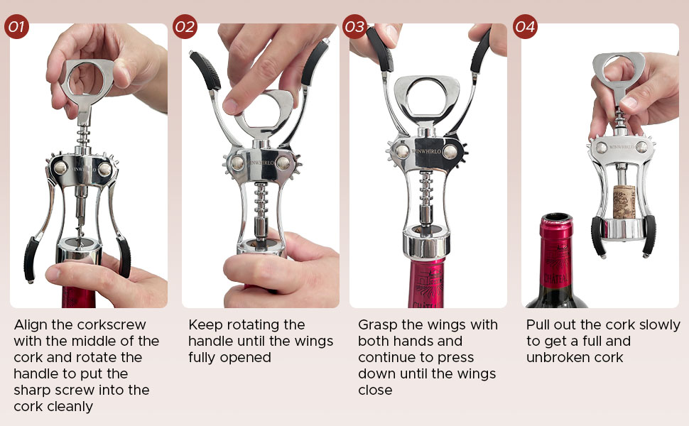 Wine Bottle Opener Gift Set, Zinc Alloy Wing Corkscrew with Vacuum Stopper & Aerator Pourer, Multifunctional Wine Corkscrew for Kitchen, Bar, Party, Camping, BBQ, Wedding, Dinner Gathering