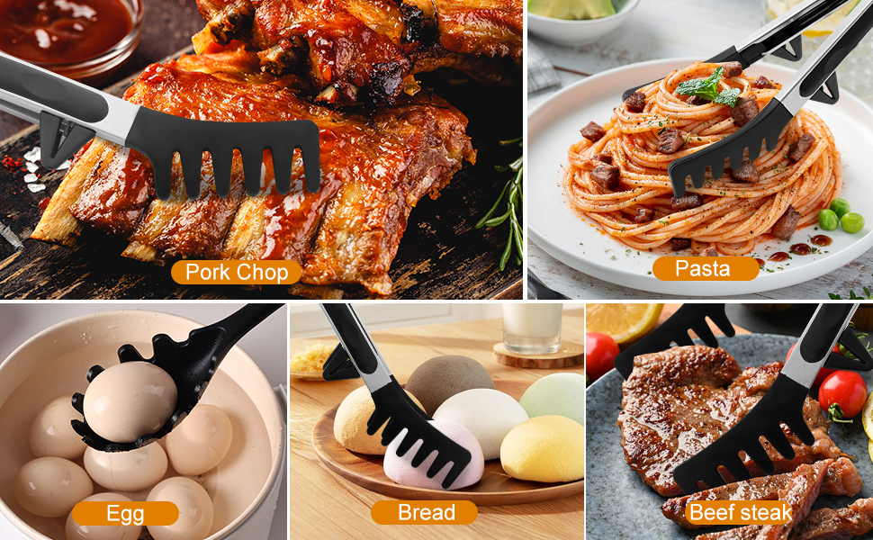 Upgraded Silicone Spaghetti Spoon and Pasta Tong Set – Sturdy Pasta Fork with Teeth, Noodle Spoon Server, and Multi-Purpose Tongs for Cooking and Serving
