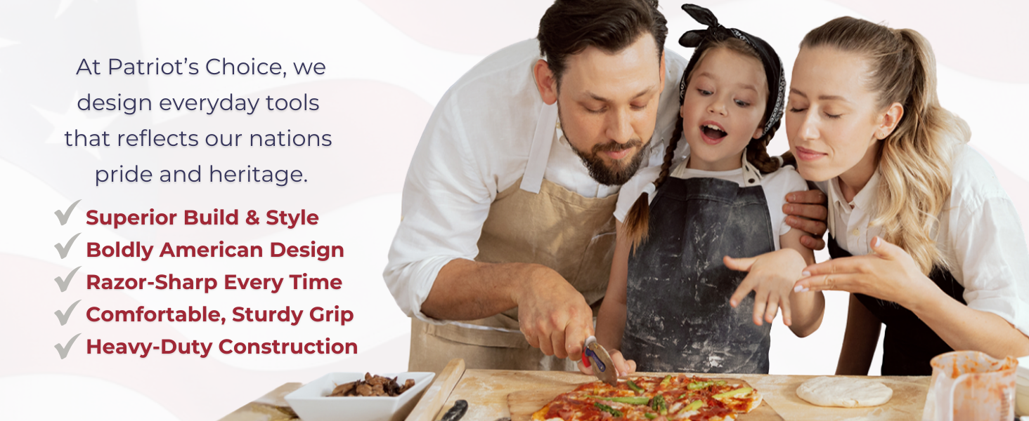 Patriot's Choice American Eagle Stainless Steel Pizza Cutter Wheel – Ultra Sharp with Built-In Finger Guard - Patriotic Kitchen Tools & Pizza Accessories Gift for Men - Dishwasher Safe 10