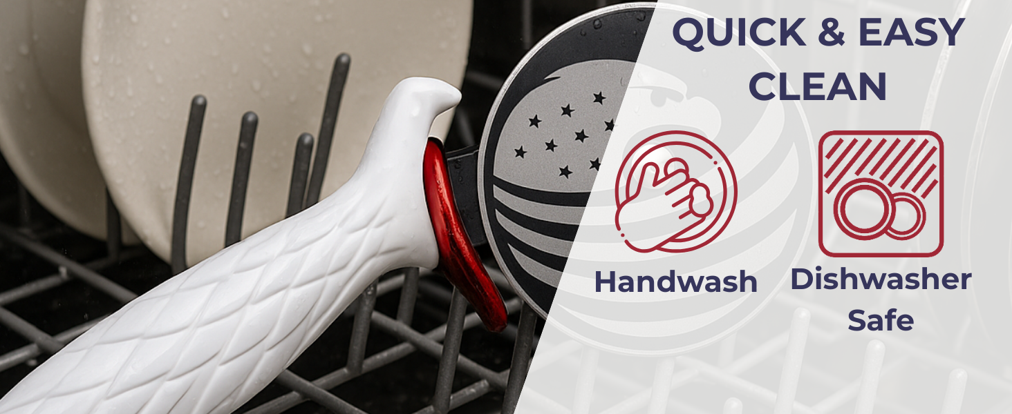 Patriot's Choice American Eagle Stainless Steel Pizza Cutter Wheel – Ultra Sharp with Built-In Finger Guard - Patriotic Kitchen Tools & Pizza Accessories Gift for Men - Dishwasher Safe 10