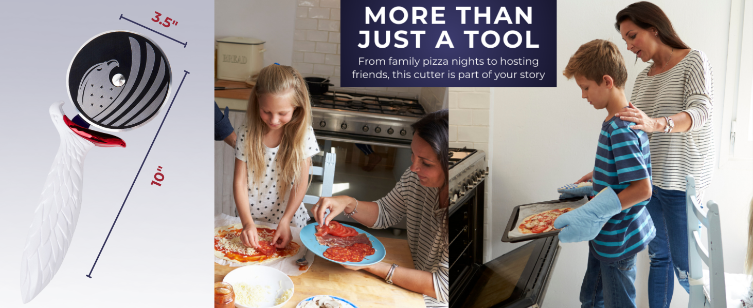 Patriot's Choice American Eagle Stainless Steel Pizza Cutter Wheel – Ultra Sharp with Built-In Finger Guard - Patriotic Kitchen Tools & Pizza Accessories Gift for Men - Dishwasher Safe 10