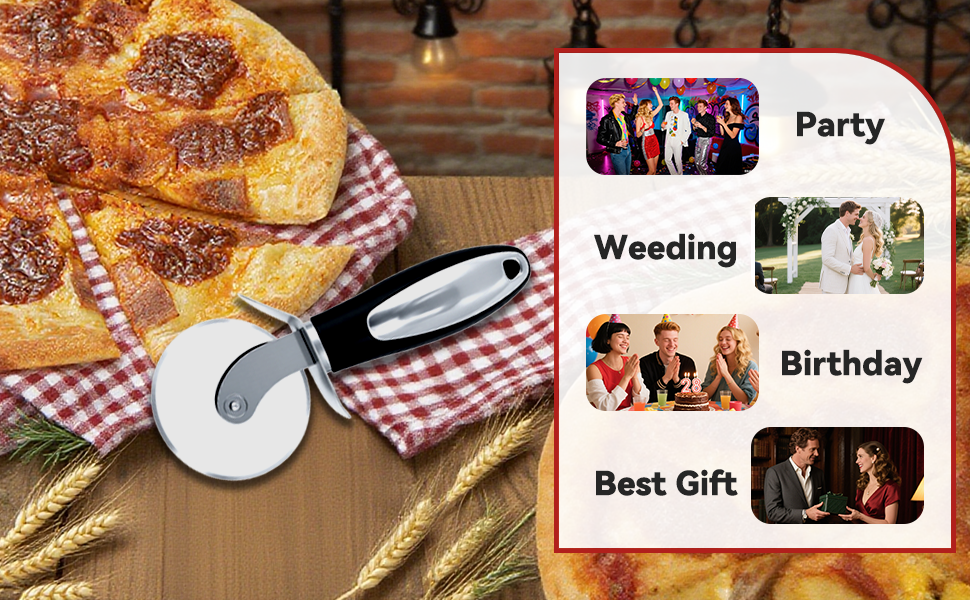 2 Pack Stainless Steel Pizza Cutter Wheel,kitchen aid pizza cutter,Safety and Comfort Handle to Protect Finger for Pizza,Tart,Dessert Slicer