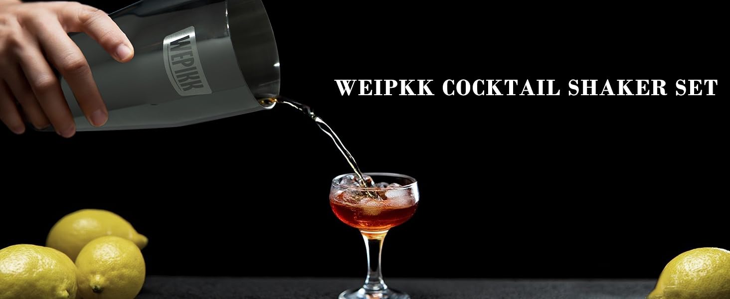 Stainless Steel Cocktail Shaker Set, 24oz/750ml Bartender Kit Includes Strainer and Stir Stick for Home, Bar, Party, Bar Accessories for The Home Bar Set (Silver)