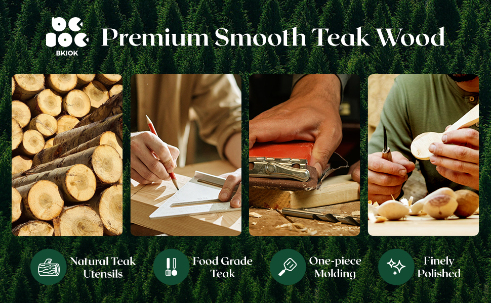 Bkiok Wooden Strainer Spoon for Cooking, Durable Wooden Slotted Spoons, Handmade Colander Spoons,Teak Wood Skimmer