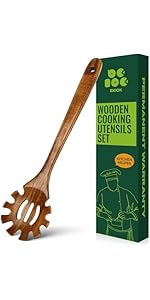 Bkiok Wooden Strainer Spoon for Cooking, Durable Wooden Slotted Spoons, Handmade Colander Spoons,Teak Wood Skimmer