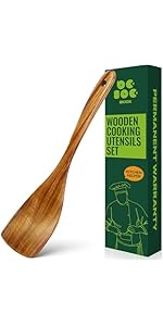 Bkiok Wooden Strainer Spoon for Cooking, Durable Wooden Slotted Spoons, Handmade Colander Spoons,Teak Wood Skimmer