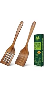 Bkiok Wooden Strainer Spoon for Cooking, Durable Wooden Slotted Spoons, Handmade Colander Spoons,Teak Wood Skimmer