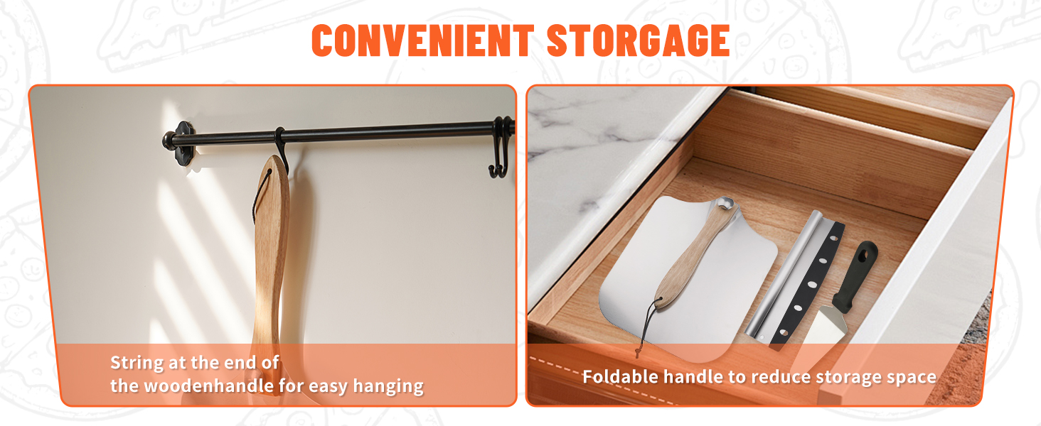 Aluminum Pizza Spatula Set,12x14 Inch Metal Pizza Peel with Foldable Wooden Handle,Pizza Spatula with 14