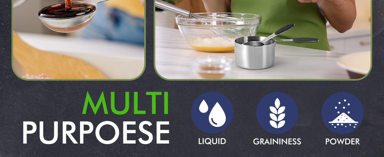 HOTEC 10-PACK Measuring Cups and Spoons Set, Kitchen Gadagets Cooking Baking,Heavy Duty & Dishwasher Safe for Dry and Liquid Ingredients,Black