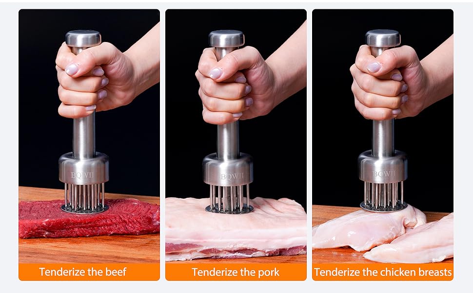 Stainless Steel Meat Tenderizer Tool with 21 Sharp Needles - A Meat Tenderizer Mallet for Chicken and Beef, Durable Meat Mallet Hammer, Easy-Grip Meat Hammer Tenderizer