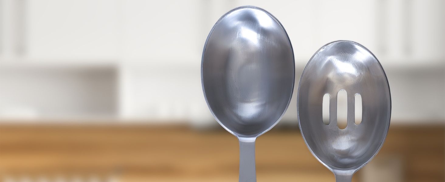 Darware Portion Control Serving Spoons Set (6pc) – Stainless Steel 1/4, 1/3, 1/2 Cup Sizes – Solid & Slotted Kitchen Utensils for Meal Prep, Cooking & Healthy Eating