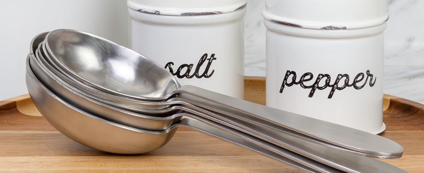 Darware Portion Control Serving Spoons Set (6pc) – Stainless Steel 1/4, 1/3, 1/2 Cup Sizes – Solid & Slotted Kitchen Utensils for Meal Prep, Cooking & Healthy Eating