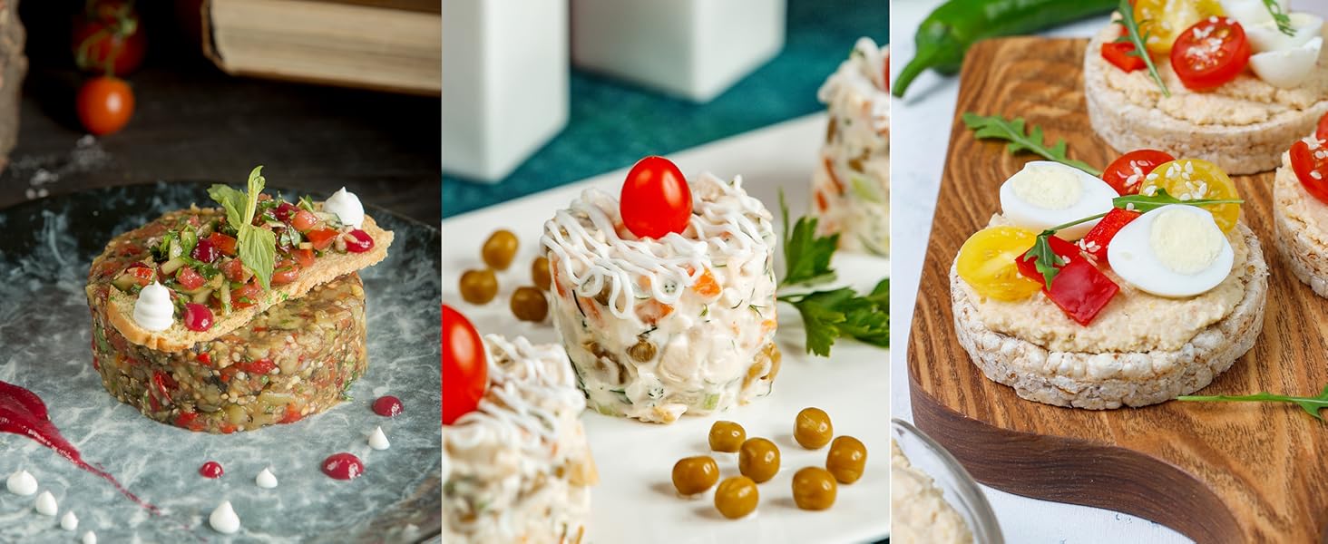 6 Pack Round Cake Ring Molds, Seamless Stainless Steel Cake Cutter with Pusher & Lifter, 3-Inch Dessert Mousse Rings for Baking (Includes 1 Pusher, 1 Lifter and 6 Rings)