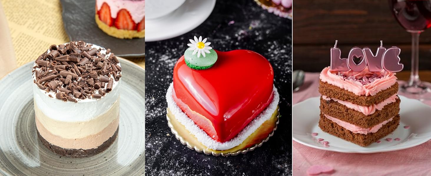 6 Pack Round Cake Ring Molds, Seamless Stainless Steel Cake Cutter with Pusher & Lifter, 3-Inch Dessert Mousse Rings for Baking (Includes 1 Pusher, 1 Lifter and 6 Rings)