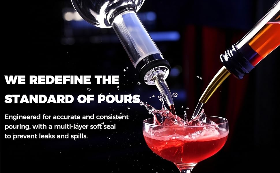 48 Pack Stainless Steel Bottle Pourers for Alcohol, Liquor, and Wine - Bar Accessories, Spouts for Bottles and Dispensers (gun black)