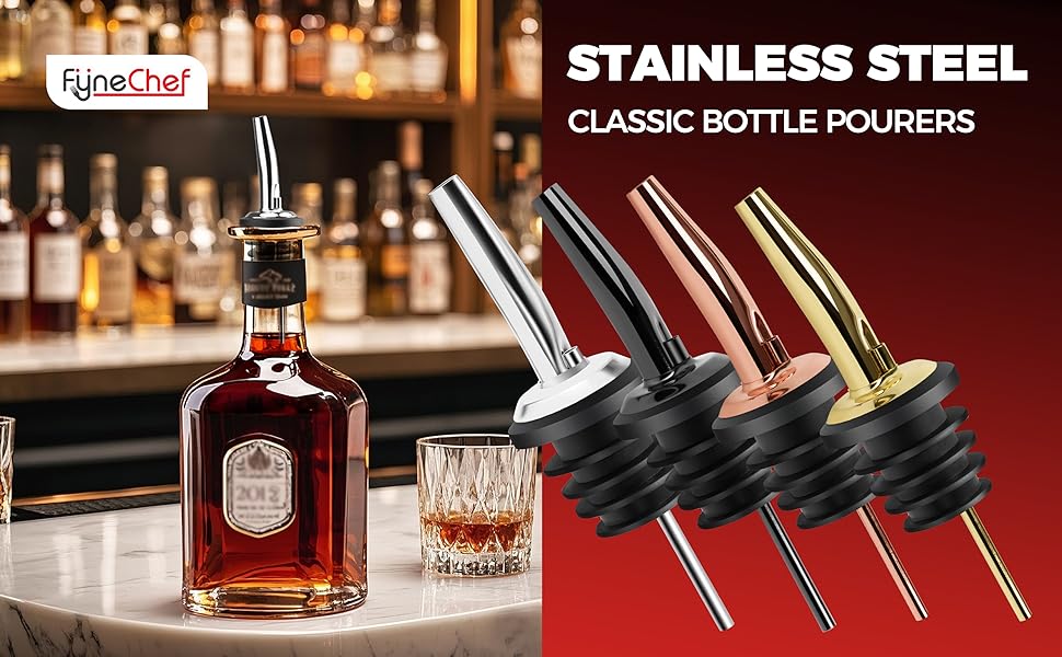 48 Pack Stainless Steel Bottle Pourers for Alcohol, Liquor, and Wine - Bar Accessories, Spouts for Bottles and Dispensers (rose gold)