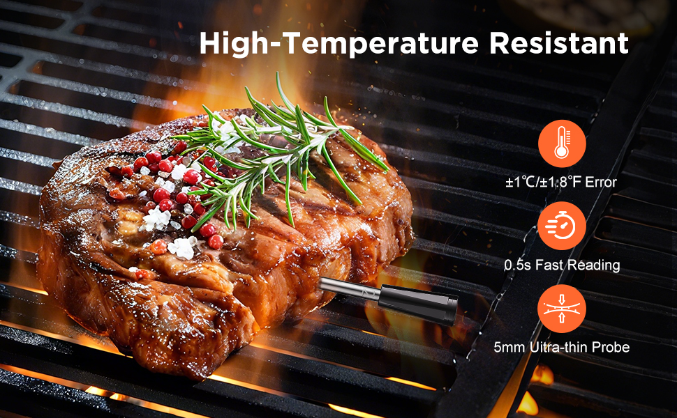 Wireless Bluetooth Meat Thermometer - 2 Probes & App Control, Birthday Gifts for Men Him Dad, Smart Digital Thermometer for Cooking, Oven, Smoker, BBQ, Grill