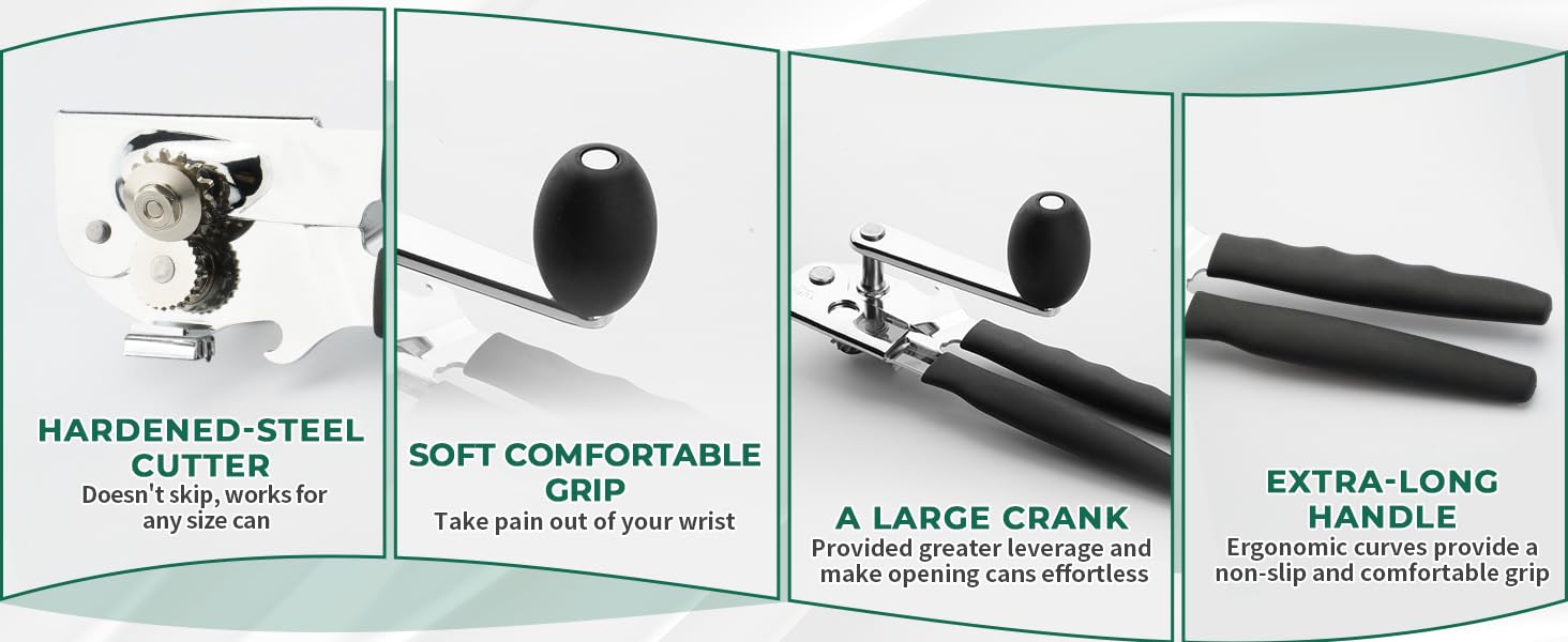 Commercial Can Opener Manual Heavy Duty Stainless Steel Handheld Smooth Edge Can Opener for Seniors for Kitchen