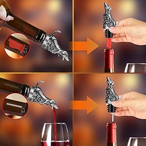 Dachshund Wine Aerator Pourer Spout for Alcohol, Bronze Sausage Dog Bottle Pourer and Stopper for Spirit Wine Champagne, Birthday Gifts, Father Day Gifts, Dachshund Gifts for Men Women