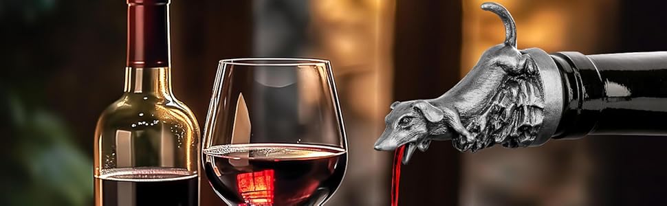 Dachshund Wine Aerator Pourer Spout for Alcohol, Bronze Sausage Dog Bottle Pourer and Stopper for Spirit Wine Champagne, Birthday Gifts, Father Day Gifts, Dachshund Gifts for Men Women