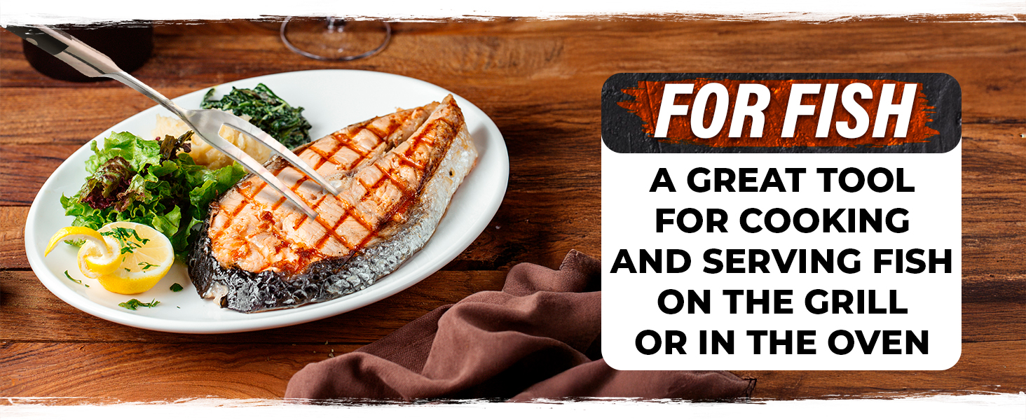 2 Pcs Carving Fork for Meat 12 inch - Stainless Steel Meat Fork with Heat-Resistant Handle for Grilling, Cooking, Serving - Straight and Curved Carving Utensils with Classic Two-Prong BBQ Design