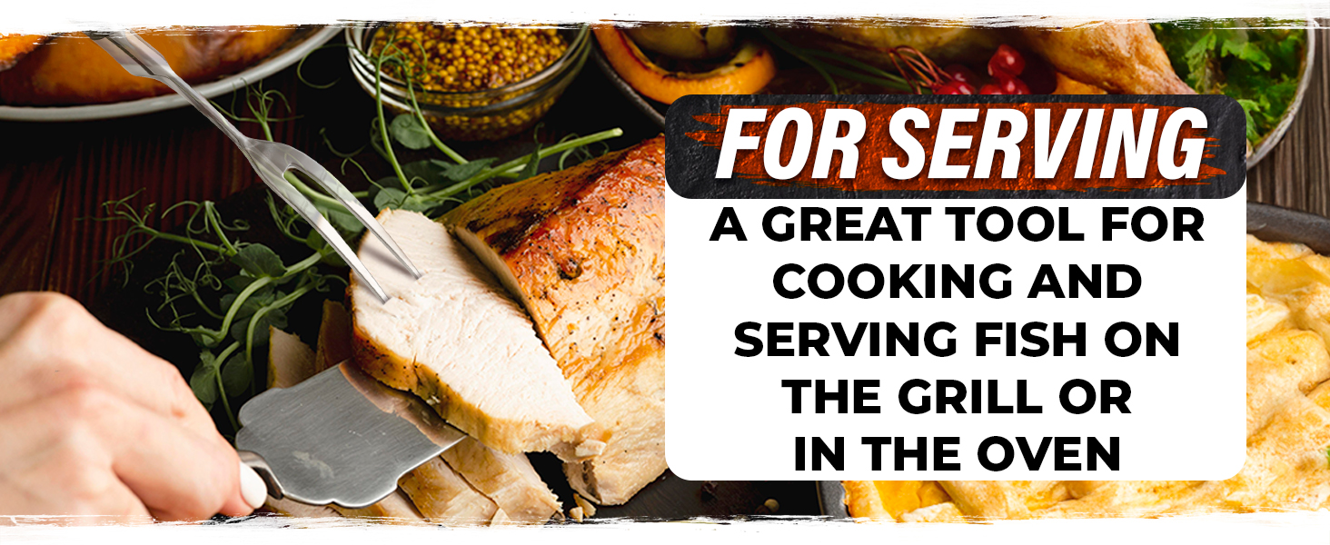 2 Pcs Carving Fork for Meat 12 inch - Stainless Steel Meat Fork with Heat-Resistant Handle for Grilling, Cooking, Serving - Straight and Curved Carving Utensils with Classic Two-Prong BBQ Design