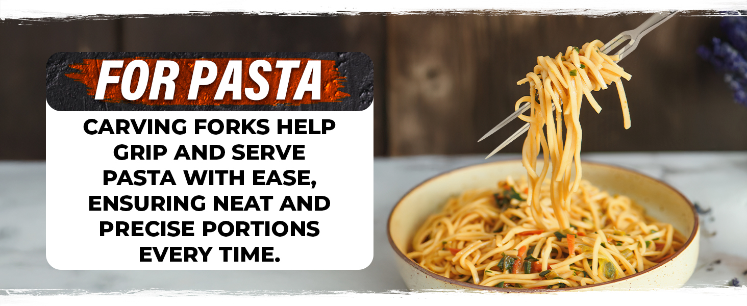 2 Pcs Carving Fork for Meat 12 inch - Stainless Steel Meat Fork with Heat-Resistant Handle for Grilling, Cooking, Serving - Straight and Curved Carving Utensils with Classic Two-Prong BBQ Design