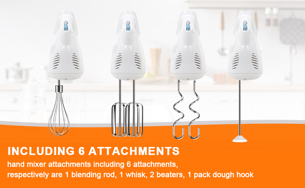 Hand Mixer Beaters Attachments Compatible with Hamilton Beach, Replacement Beater, Dough Hook, Blending Rod, Whisk Parts for 62632R, 62682RZ, 62692, 62695V, 64699 Handheld Mixers Blender - 6 Pack