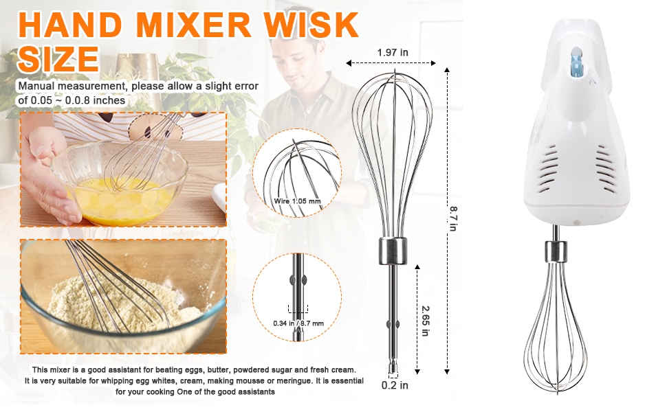 Hand Mixer Beaters Attachments Compatible with Hamilton Beach, Replacement Beater, Dough Hook, Blending Rod, Whisk Parts for 62632R, 62682RZ, 62692, 62695V, 64699 Handheld Mixers Blender - 6 Pack
