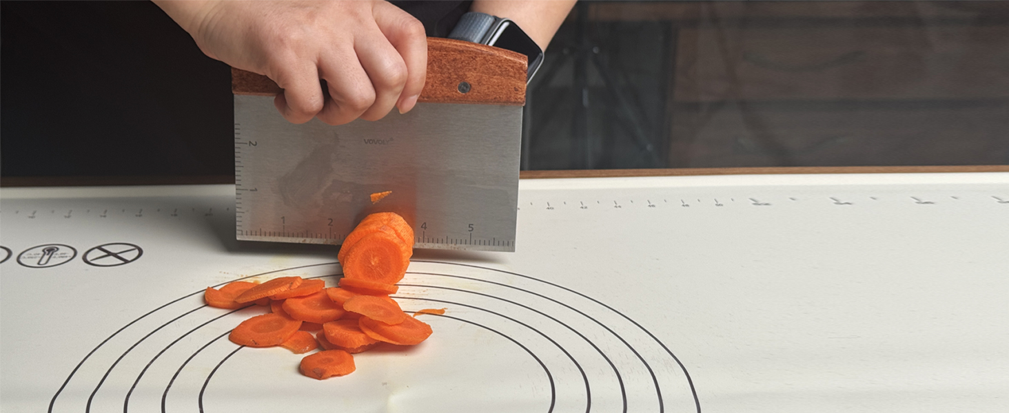 Vovoly Multipurpose Bench Scraper Kitchen Utensil for Flat Top Griddle, Dough Scraper Cutter for Bread and Pizza Cutter - Stainless Steel Metal Griddle Scraper Chopper