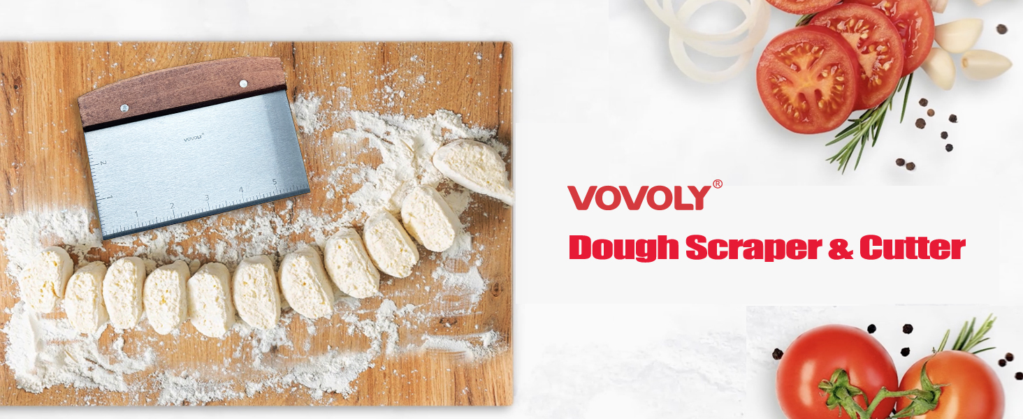 Vovoly Multipurpose Bench Scraper Kitchen Utensil for Flat Top Griddle, Dough Scraper Cutter for Bread and Pizza Cutter - Stainless Steel Metal Griddle Scraper Chopper
