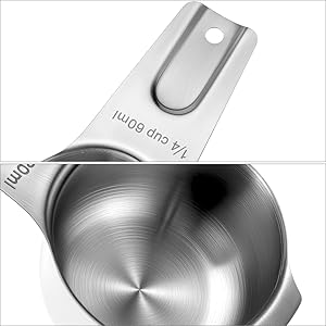 QWORK Stainless Steel Measuring Cups, Set of 7 Nesting Kitchen Tools for Cooking & Baking